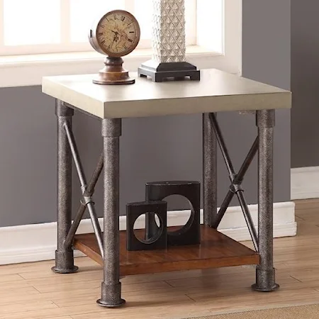 Steampunk End Table with Shelf